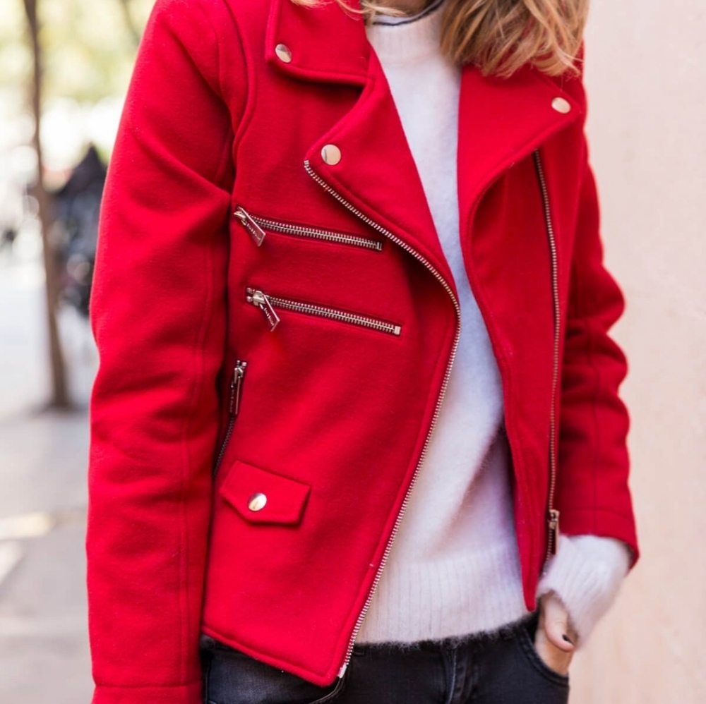 Anine Bing Red Biker Jacket Felt